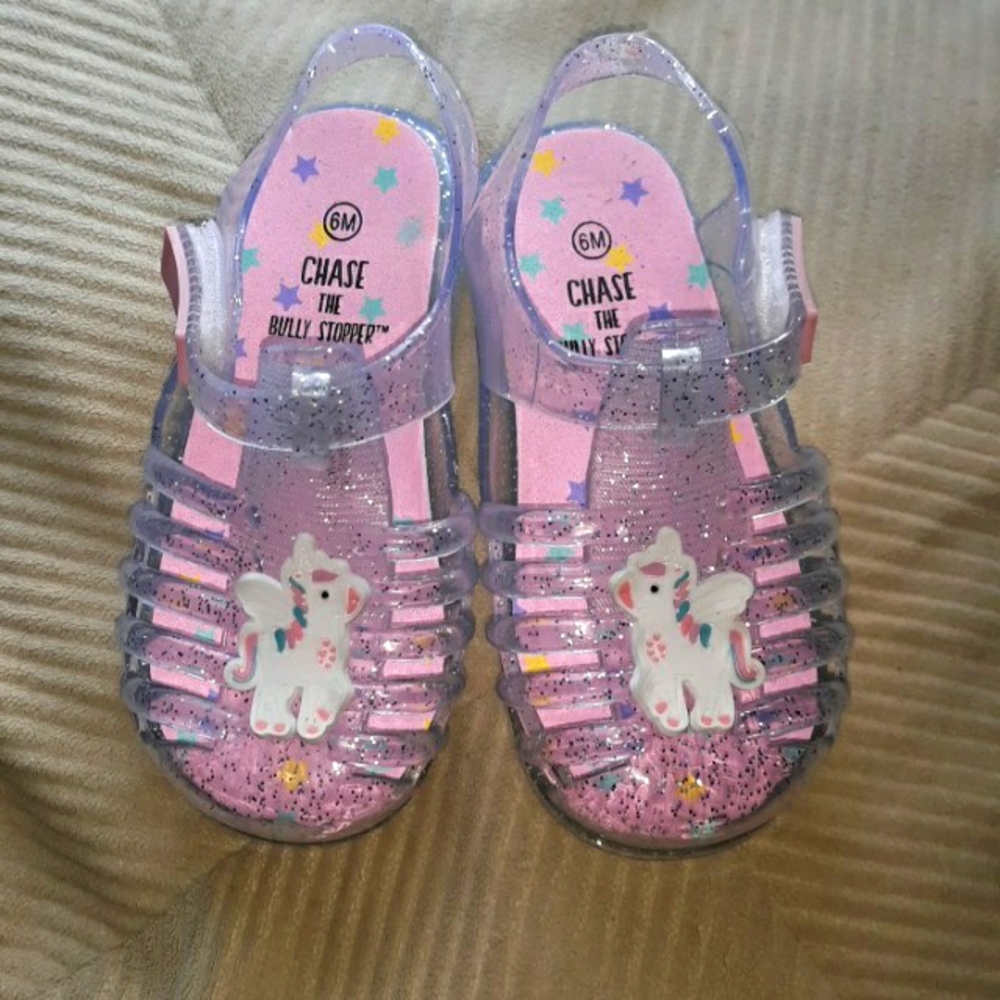 Chase Bully Stopper Girls Size 6 Sandles Unicorn Pink Clear